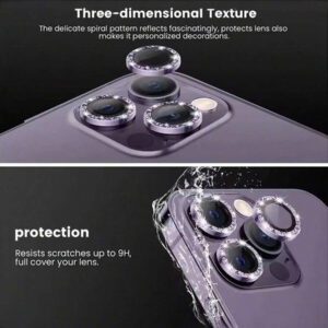 3 pièces Film protecteur d'objectif de caméra compatible avec LPhone 16, 15, 14.13, 12, 11, anneau en métal en verre trempé, couverture claire HD (noir) résistante aux chocs, aux rayures et aux traces de doigts, protection complète et étanche
