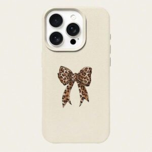 1 pièce Étui de téléphone en TPU avec nœud papillon, décoration élégante imprimée léopard. Compatible avec /Redmi, étanche, antichoc, anti-chute, résistant aux rayures