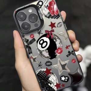 1 pièce Étui de protection pour téléphone, design graphique de billard, noir mat, anti-rayures et anti-traces de doigts. Compatible avec 16/16Pro/16Plus/15/15ProMax/15Pro/11/12/13/14ProMax/11Pro/11ProMax/12Pro/12ProMax/13Pro/13ProMax/14Pro/14ProMax. Texture premium créative.