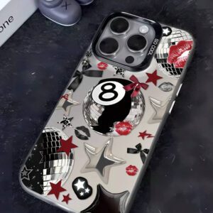 1 pièce Étui de protection pour téléphone, design graphique de billard, noir mat, anti-rayures et anti-traces de doigts. Compatible avec 16/16Pro/16Plus/15/15ProMax/15Pro/11/12/13/14ProMax/11Pro/11ProMax/12Pro/12ProMax/13Pro/13ProMax/14Pro/14ProMax. Texture premium créative.