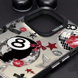1 pièce Étui de protection pour téléphone, design graphique de billard, noir mat, anti-rayures et anti-traces de doigts. Compatible avec 16/16Pro/16Plus/15/15ProMax/15Pro/11/12/13/14ProMax/11Pro/11ProMax/12Pro/12ProMax/13Pro/13ProMax/14Pro/14ProMax. Texture premium créative.