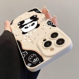 Coque de téléphone de protection avec peinture de panda et corde de fleurs de prunier, coque épaisse et douce anti-chute beige simple, compatible avec 16/16pro/16promax/16plus/15XR/7/8 iPhone15Promax/12PROMAX/13PROMAX/14PROMAX 13 14 11 12p14 P11 P12 XS.XR /78P.78GES2, convient à A134G A22 A21S A514G A52 S22 ULTRA A335G, convient à Redmi 10 Redmi Note 114G Redmi 11Lite A53tpuA14/A23/S23ULTRA S24 A14 A15 S23 A73 Redmi, étanche, antichoc, résistant aux rayures
