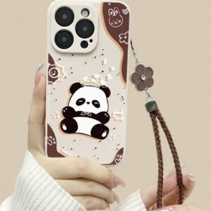 Coque de téléphone de protection avec peinture de panda et corde de fleurs de prunier, coque épaisse et douce anti-chute beige simple, compatible avec 16/16pro/16promax/16plus/15XR/7/8 iPhone15Promax/12PROMAX/13PROMAX/14PROMAX 13 14 11 12p14 P11 P12 XS.XR /78P.78GES2, convient à A134G A22 A21S A514G A52 S22 ULTRA A335G, convient à Redmi 10 Redmi Note 114G Redmi 11Lite A53tpuA14/A23/S23ULTRA S24 A14 A15 S23 A73 Redmi, étanche, antichoc, résistant aux rayures