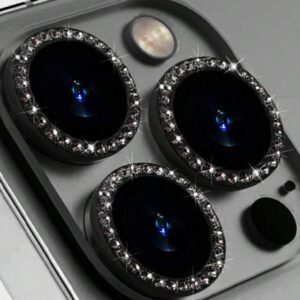 3 pièces Protecteur d'anneau métallique compatible avec 16 15 14 13 11 12 Pro Max Mini Protection de l'objectif de la caméra. Compatible avec 11 14 Pro Max. Cadeau pour l'anniversaire, la famille, les amis. Cristal scintillant, protecteur d'objectif, accessoires de téléphone. Étanche, antichoc, anti-chute, anti-rayures, anti-traces de doigts, protection complète