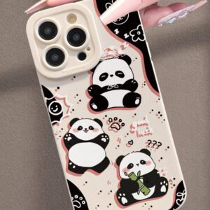 Coque de téléphone de protection avec peinture de panda et corde de fleurs de prunier, coque épaisse et douce anti-chute beige simple, compatible avec 16/16pro/16promax/16plus/15XR/7/8 iPhone15Promax/12PROMAX/13PROMAX/14PROMAX 13 14 11 12p14 P11 P12 XS.XR /78P.78GES2, convient à A134G A22 A21S A514G A52 S22 ULTRA A335G, convient à Redmi 10 Redmi Note 114G Redmi 11Lite A53tpuA14/A23/S23ULTRA S24 A14 A15 S23 A73 Redmi, étanche, antichoc, résistant aux rayures