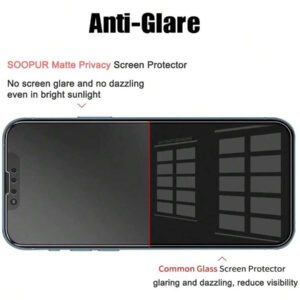 3 pièces Film de protection d'écran en céramique mate anti-espionnage, compatible avec 17 16 15 14 13 12 11 XS XR X Max 6S 6 7 8 PLUS SE20 SE22 SE23. Film en céramique de haute qualité 9H+, non en verre, film souple, film de confidentialité en céramique, film de protection de la confidentialité, anti-rayures, film de confidentialité en céramique mate, sensible au toucher. Convient pour les étuis de téléphone, les accessoires de protection d'écran essentiels, applicable pour le bouclier quotidien, le bureau, la protection d'écran de téléphone domestique. Accessoires de téléphone résistants à l'eau, aux chocs et aux rayures.