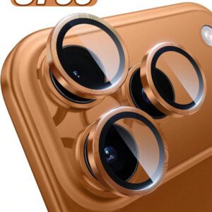 3 paquets, Protecteur d'écran d'objectif de caméra Apple pour iPhone 17 Pro/Compatible avec iPhone 17 Pro Max - [Mode de prise de vue d'origine] Protecteur d'écran de caméra en verre trempé HD incassable en métal pour accessoires iPhone (Orange)