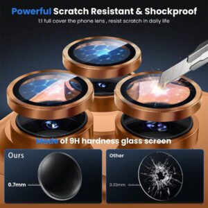 3 paquets, Protecteur d'écran d'objectif de caméra Apple pour iPhone 17 Pro/Compatible avec iPhone 17 Pro Max - [Mode de prise de vue d'origine] Protecteur d'écran de caméra en verre trempé HD incassable en métal pour accessoires iPhone (Orange)