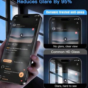 1 paquet Protecteur d'écran en céramique mate anti-espion, non en verre, céramique douce dépoli anti-espion et anti-éblouissement compatible avec 17/17 Pro/17 Pro Max/17 Air/16/16 Pro/16 Pro Max - Confidentialité à gauche et à droite et anti-éblouissement convenant pour le café/les déplacements (anti-traces de doigts + kit d'installation facile) Accessoires de protection d'écran essentiels pour une protection quotidienne