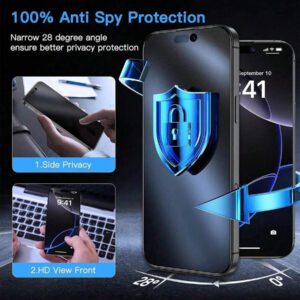 1 paquet Protecteur d'écran en céramique mate anti-espion, non en verre, céramique douce dépoli anti-espion et anti-éblouissement compatible avec 17/17 Pro/17 Pro Max/17 Air/16/16 Pro/16 Pro Max - Confidentialité à gauche et à droite et anti-éblouissement convenant pour le café/les déplacements (anti-traces de doigts + kit d'installation facile) Accessoires de protection d'écran essentiels pour une protection quotidienne