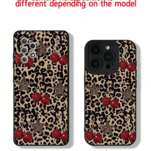 Coque de téléphone anti-chute avec imprimé léopard, nœud papillon et bords droits à plusieurs trous, compatible avec P14 Pro Max, P13, dessin animé P11, P12 Anti-Fall XR dessin animé 78 GES2, P15, P16, P16 Pro Man, Redmi Series, résistante à l'eau, aux chocs et aux rayures