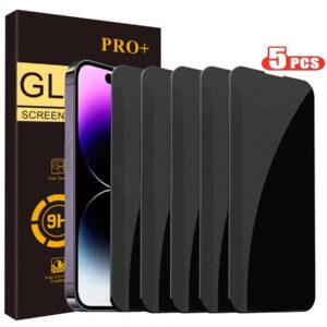 5 pièces Film de protection d'écran anti-chute HD compatible avec 16/16 Plus/16 Pro/16 Pro Max/15/15Pro/15Plus/15Promax. Cadeau pour l'anniversaire, la famille, les amis. Verre trempé, protecteur d'écran de téléphone, accessoires de téléphone. Étanche, antichoc, résistant aux rayures, anti-empreintes digitales, couvercle complet