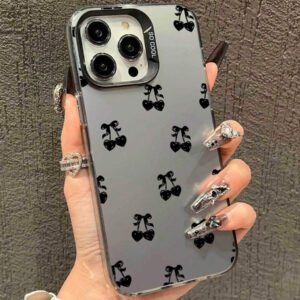 Étui de téléphone antichute à motif de cerise noire IMD, compatible avec Apple 16/11/12/13/14/15/15 Pro/15 Plus/15 Pro Max/7 Plus/8 Plus/X/Xs Max/Xr/11 Pro/12 Pro/13 Pro/14 Pro/12 Mini/13 Mini/11 Pro Max/12 Pro Max/13 Pro Max/14 Pro Max/14 Plus/6/6s/6 Plus/7/8/16 Pro/16 Plus/16 Pro Max/SE et compatible avec Samsung Galaxy/A54/A14/A12/A13/A15/A32/A33/A24/A52S/S20/S21/S22/S23/S24/S23 Plus/S24 Ultra. Étanche, antichoc et résistant aux rayures.