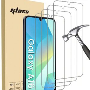4 pièces Protecteur d'écran en verre trempé pour Galaxy A16 S20FE, A72, A71, A55, A54, A53, A35, A34, A33, A32, A36, A31, A16, A15, A14, A13, A12, A51, A50S, A25, A24, A30S, A20S. Protecteur d'écran essentiels, applicable pour une utilisation quotidienne, au bureau et à la maison. Accessoires de téléphone étanches, antichocs, anti-chute, anti-rayures et anti-traces de doigts avec couverture complète
