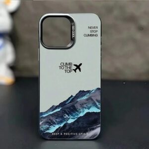 1 pièce Étui de téléphone avec citation anglaise, avion noir et montagne enneigée, conception personnalisée compatible avec 16 ProMax/15/14Plus/13/12/11, housse de protection étanche aux chocs, anti-rayures