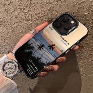 1 pièce Étui de téléphone avec citation anglaise, avion noir et montagne enneigée, conception personnalisée compatible avec 16 ProMax/15/14Plus/13/12/11, housse de protection étanche aux chocs, anti-rayures