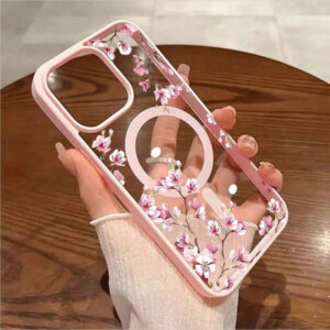 Étui de téléphone magnétique à fleurs compatible avec l'iPhone 16 Pro Max, chargement magnétique, protection de l'objectif de l'iPhone 14 Pro. Étui transparent simple et élégant en silicone souple compatible avec l'iPhone 13/15 Plus. Coque de téléphone antichoc compatible avec Samsung A15/A16/A35/A54/A55/A56/S22/S22 Plus/S22 Ultra/S23/S23 FE/S23 Plus/S23 Ultra/S24/S24 FE/S24 Plus/S25 Plus/S24 Ultra/S25 Edge/S25 Ultra, étanche, résistant aux chutes et aux rayures