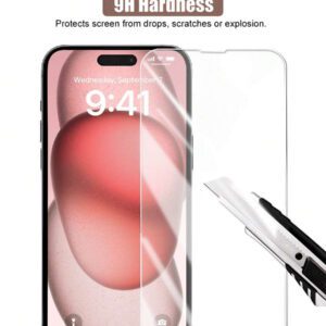 3 pièces de verre trempé pour iPhone 17 16 16 Plus 16 Pro 16 Pro Max 15 14 13 12 11 Pro Max X XS XR Mini 7 8 14 Plus Protecteur d'écran pour 14 15 Pro Max Verre Cadeau, Convient pour les anniversaires, la famille, les amis Protecteur d'écran de téléphone portable, Accessoires de téléphone portable