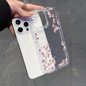Étui de téléphone magnétique à fleurs compatible avec l'iPhone 16 Pro Max, chargement magnétique, protection de l'objectif de l'iPhone 14 Pro. Étui transparent simple et élégant en silicone souple compatible avec l'iPhone 13/15 Plus. Coque de téléphone antichoc compatible avec Samsung A15/A16/A35/A54/A55/A56/S22/S22 Plus/S22 Ultra/S23/S23 FE/S23 Plus/S23 Ultra/S24/S24 FE/S24 Plus/S25 Plus/S24 Ultra/S25 Edge/S25 Ultra, étanche, résistant aux chutes et aux rayures