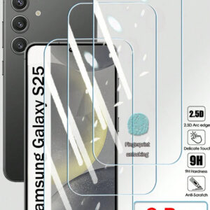 3 pièces Protecteur d'écran en verre trempé 9H 2,5D compatible avec Samsung Galaxy S25 S24 Plus Ultra S21 S22 S23 + Plus S21+ S22+ S23+ S24+ S25+ Couverture de protection transparente Film en verre Déverrouillage d'empreinte digitale par ultrasons Cadeau pour l'anniversaire, la famille, les amis Protecteur d'écran de téléphone, accessoires de téléphone Imperméable Antichoc Anti-chute Résistant aux rayures Anti-traces de doigts Pleine couverture