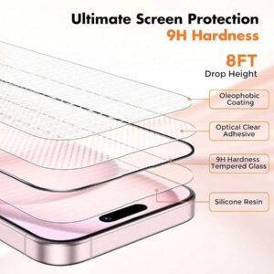3 pièces de verre trempé pour iPhone 17 16 16 Plus 16 Pro 16 Pro Max 15 14 13 12 11 Pro Max X XS XR Mini 7 8 14 Plus Protecteur d'écran pour 14 15 Pro Max Verre Cadeau, Convient pour les anniversaires, la famille, les amis Protecteur d'écran de téléphone portable, Accessoires de téléphone portable