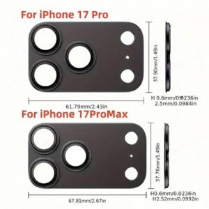 Protections d'appareil photo en verre trempé compatibles avec l'iPhone 17, films de protection d'objectif Ultra HD anti-rayures compatibles avec l'iPhone 17 Air, 17Pro, ProMax
