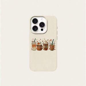 1 pièce Étui de téléphone en matériau TPU avec motif minimaliste de latte à la citrouille d'automne, compatible avec //Redmi