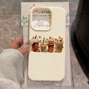 1 pièce Étui de téléphone en matériau TPU avec motif minimaliste de latte à la citrouille d'automne, compatible avec //Redmi