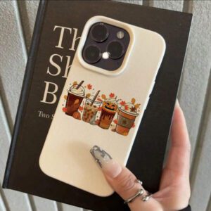 1 pièce Étui de téléphone en matériau TPU avec motif minimaliste de latte à la citrouille d'automne, compatible avec //Redmi