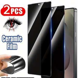 2 pièces Film protecteur d'écran anti-espionnage mat - Protecteur d'écran de confidentialité flexible à couverture complète, compatible avec l'iPhone 16 Pro Max/Galaxy S25 Ultra/Redmi et d'autres modèles. Pas en verre, confidentialité améliorée, surface lisse, application facile pour les écrans de smartphone. Cadeau pour l'anniversaire, la famille, les amis. Verre trempé, anti-espion, protecteur d'écran de téléphone, accessoires de téléphone