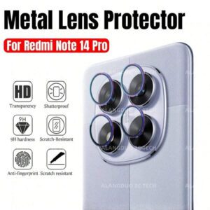 Anneau en métal noir + film protecteur d'objectif en verre trempé HD clair compatible avec Redmi Note 14 4G 5G, Note 14 Pro 4G 5G, Note 14 Pro+ 5G, Redmi 14C 4G, compatible avec Galaxy A16 A26 A36 A56 5G. Cadeau pour l'anniversaire, la famille, les amis. Alliage métallique avec verre trempé, protection d'objectif, accessoires de téléphone. Résistant à l'eau, aux chocs, aux chutes, aux rayures et aux traces de doigts.