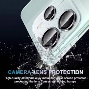Anneau en métal noir + film protecteur d'objectif en verre trempé HD clair compatible avec Redmi Note 14 4G 5G, Note 14 Pro 4G 5G, Note 14 Pro+ 5G, Redmi 14C 4G, compatible avec Galaxy A16 A26 A36 A56 5G. Cadeau pour l'anniversaire, la famille, les amis. Alliage métallique avec verre trempé, protection d'objectif, accessoires de téléphone. Résistant à l'eau, aux chocs, aux chutes, aux rayures et aux traces de doigts.