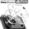 2 paquets pour iPhone 17 Pro Max 6,9 pouces, protecteur d'objectif de caméra, accessoires de caméra en verre trempé clair HD pour 17/17 Pro/17 Pro Max/17 Air/16/15/14/13/12/11, dureté 9H, résistant aux rayures, ultra-durable, convient aux coques de téléphone [n'affecte pas la photographie de nuit], applicable au bouclier quotidien, au bureau, à la couverture de caméra de téléphone domestique, imperméable, antichoc, résistant aux rayures