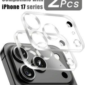 2 paquets pour iPhone 17 Pro Max 6,9 pouces, protecteur d'objectif de caméra, accessoires de caméra en verre trempé clair HD pour 17/17 Pro/17 Pro Max/17 Air/16/15/14/13/12/11, dureté 9H, résistant aux rayures, ultra-durable, convient aux coques de téléphone [n'affecte pas la photographie de nuit], applicable au bouclier quotidien, au bureau, à la couverture de caméra de téléphone domestique, imperméable, antichoc, résistant aux rayures