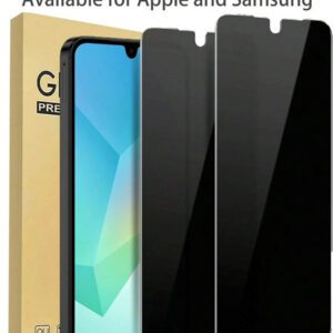 2 pièces Protecteur d'écran de confidentialité compatible avec Samsung Galaxy A16 5G/A15/A14/A55/A54A/34, protecteur d'écran en verre trempé anti-espion amélioré à 25°, compatible avec 16 Pro Max/16/16 Pro/16 Plus/15/14/13/12/11/XR/XS MAX, anti-rayures, protecteur d'écran de confidentialité cadeau pour anniversaire, famille, amis, accessoires de téléphone, étanche, antichoc, anti-chute, anti-empreintes digitales, protection intégrale