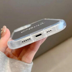 Coque de téléphone miroir personnalisable, design mignon en forme de cœur avec initiale et phrase courte. Compatible avec 11 Pro/13 Pro/15 Pro Max, XR, 12, 13, 15, 16 Pro Max. Stylée, sobre, personnalisée, drôle, unique, idéal pour elle, petit-ami, petite-amie, famille, amis, grands-parents, couple, anniversaires, anniversaires
