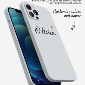 Coque de téléphone miroir personnalisable, design mignon en forme de cœur avec initiale et phrase courte. Compatible avec 11 Pro/13 Pro/15 Pro Max, XR, 12, 13, 15, 16 Pro Max. Stylée, sobre, personnalisée, drôle, unique, idéal pour elle, petit-ami, petite-amie, famille, amis, grands-parents, couple, anniversaires, anniversaires