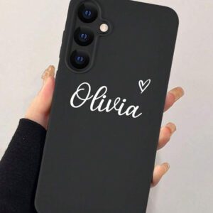 Coque de téléphone miroir personnalisable, design mignon en forme de cœur avec initiale et phrase courte. Compatible avec 11 Pro/13 Pro/15 Pro Max, XR, 12, 13, 15, 16 Pro Max. Stylée, sobre, personnalisée, drôle, unique, idéal pour elle, petit-ami, petite-amie, famille, amis, grands-parents, couple, anniversaires, anniversaires