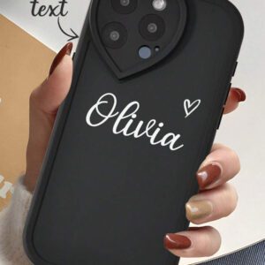 Coque de téléphone miroir personnalisable, design mignon en forme de cœur avec initiale et phrase courte. Compatible avec 11 Pro/13 Pro/15 Pro Max, XR, 12, 13, 15, 16 Pro Max. Stylée, sobre, personnalisée, drôle, unique, idéal pour elle, petit-ami, petite-amie, famille, amis, grands-parents, couple, anniversaires, anniversaires