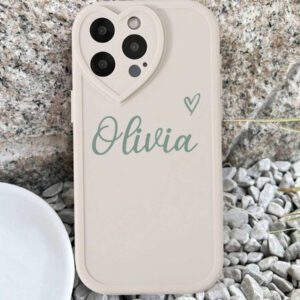 Coque de téléphone miroir personnalisable, design mignon en forme de cœur avec initiale et phrase courte. Compatible avec 11 Pro/13 Pro/15 Pro Max, XR, 12, 13, 15, 16 Pro Max. Stylée, sobre, personnalisée, drôle, unique, idéal pour elle, petit-ami, petite-amie, famille, amis, grands-parents, couple, anniversaires, anniversaires