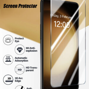 4 pièces Protecteur d'écran Galaxy A54, verre trempé haute définition, anti-rayures, super transparent, couleurs fidèles à la réalité, compatible avec Galaxy A54/A14/S23 FE/S24 FE/A34/A15/A05s/A06/A25/A35/A55/A16/A26/A36/A56. Cadeau pour l'anniversaire, la famille, les amis. Protecteur d'écran de téléphone, accessoires de téléphone étanches antichocs anti-chute anti-empreintes digitales couvercle complet
