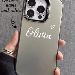 Coque de téléphone miroir personnalisable, design mignon en forme de cœur avec initiale et phrase courte. Compatible avec 11 Pro/13 Pro/15 Pro Max, XR, 12, 13, 15, 16 Pro Max. Stylée, sobre, personnalisée, drôle, unique, idéal pour elle, petit-ami, petite-amie, famille, amis, grands-parents, couple, anniversaires, anniversaires