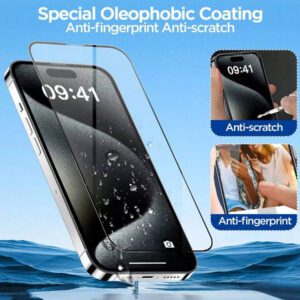 2 paquets de protecteur d'écran en verre trempé avec dureté 9H pour iPhone 17/15 Pro Max/15 Pro/15 Plus/16 Pro Max/16/16e/16 Pro/16 Plus/14 Pro Max/14/14 Pro/14 Plus/13 Pro Max/13/13Pro/12/11/XR