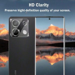 2 pièces Film de protection en verre pour l'objectif de caméra HD compatible avec Xiaomi Redmi Note 14 13 12 13C 14C 10C Note 13 Pro 5G Note 13 4G 5G Note 13 Pro 5G POCO C65 X6 F6 M6 Pro. Film de protection pour objectif étanche, antichoc, anti-chute, anti-rayures et anti-traces de doigts avec couverture complète