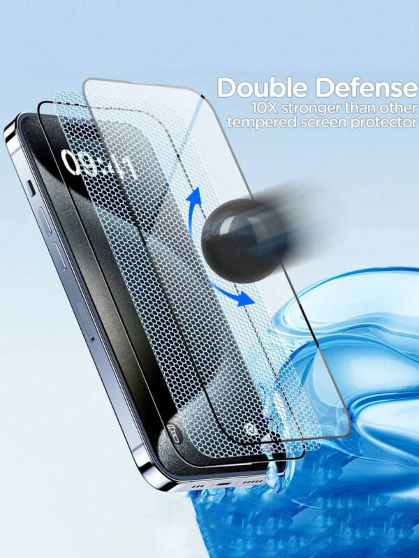 2 paquets de protecteur d'écran en verre trempé avec dureté 9H pour iPhone 17/15 Pro Max/15 Pro/15 Plus/16 Pro Max/16/16e/16 Pro/16 Plus/14 Pro Max/14/14 Pro/14 Plus/13 Pro Max/13/13Pro/12/11/XR – Image 5