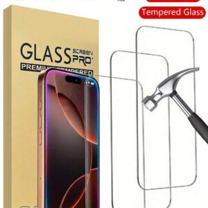 2 paquets de protecteur d'écran en verre trempé avec dureté 9H pour iPhone 17/15 Pro Max/15 Pro/15 Plus/16 Pro Max/16/16e/16 Pro/16 Plus/14 Pro Max/14/14 Pro/14 Plus/13 Pro Max/13/13Pro/12/11/XR