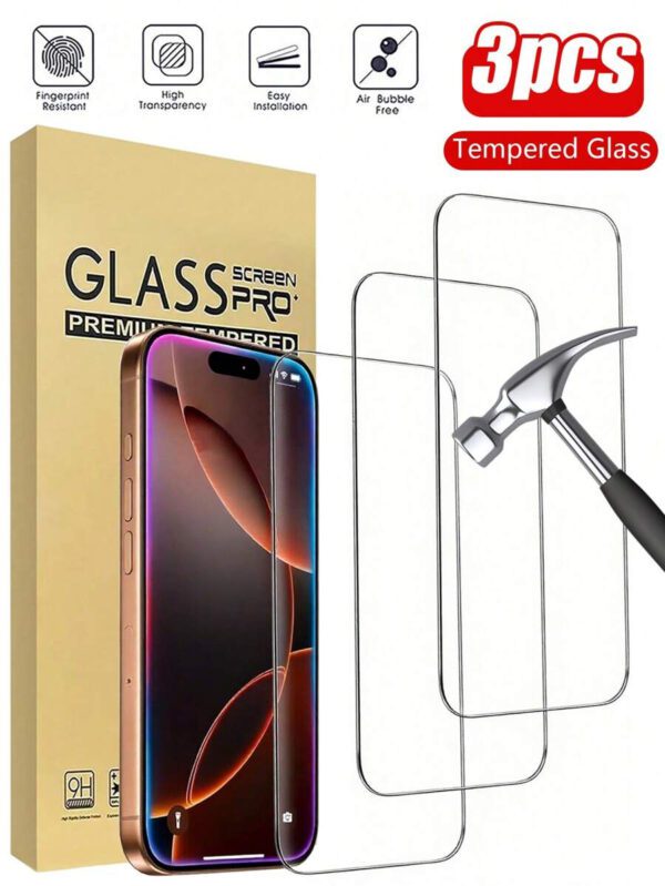 2 paquets de protecteur d'écran en verre trempé avec dureté 9H pour iPhone 17/15 Pro Max/15 Pro/15 Plus/16 Pro Max/16/16e/16 Pro/16 Plus/14 Pro Max/14/14 Pro/14 Plus/13 Pro Max/13/13Pro/12/11/XR – Image 8
