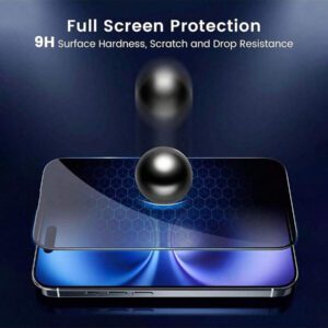 2 pièces Protecteur d'écran de confidentialité anti-espion HD clair pour iPhone 17 PRO MAX/17 PRO/17 AIR/17/16 Pro Max/16 Pro/16/15-11 Série : Bouclier de confidentialité gauche-droite et film anti-rayures 9H - Bords compatibles avec les coques de téléphone et kit sans bulles pour le bureau, les déplacements et la navigation publique (revêtement anti-traces de doigts et clarté compatible avec le flash)