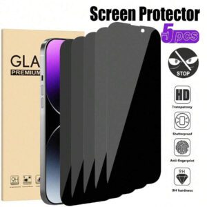 2 pièces Protecteur d'écran de confidentialité anti-espion HD clair pour iPhone 17 PRO MAX/17 PRO/17 AIR/17/16 Pro Max/16 Pro/16/15-11 Série : Bouclier de confidentialité gauche-droite et film anti-rayures 9H - Bords compatibles avec les coques de téléphone et kit sans bulles pour le bureau, les déplacements et la navigation publique (revêtement anti-traces de doigts et clarté compatible avec le flash)