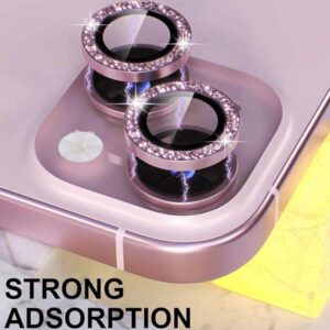 3 pièces Protecteur d'objectif d'appareil photo en métal noir pailleté pour iPhone 17 Pro Max / 17 Pro / 17 Air / 17 / 16 Pro Max / 16 Pro / 15 Pro Max / 15 Pro / 14 Pro / 13 Pro / 12 Pro / 11 Pro Max : Verre trempé anti-rayures 9H - Design compatible avec les coques et revêtement anti-traces de doigts pour une esthétique de luxe et une photographie de nuit (Kit sans bulles et clarté HD compatible avec le flash)